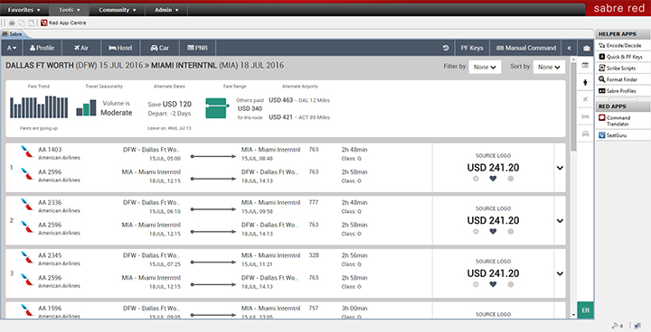 sabre travel reservation system