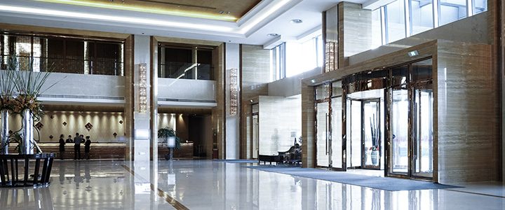 Prestigious hotel entrance and lobby